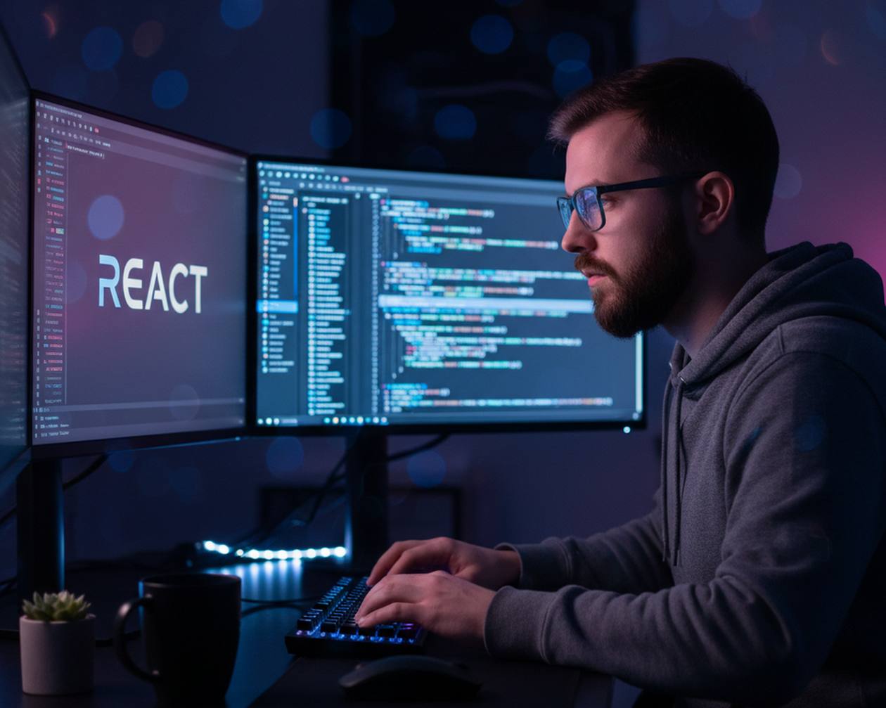 Développeur devant plusieurs écrans de code