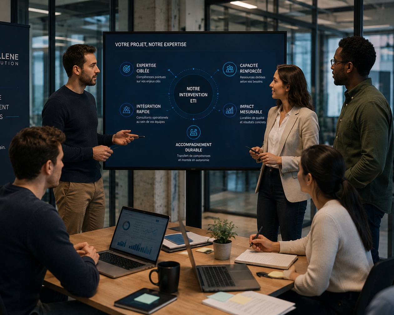 Collaborateurs d'une entreprise de taille intermédiaire